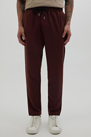 Erkek Regular Fit Beli Lastikli Bağcıklı Jogger Kiremit Pantolon Rahat Kesim Yan Cepli