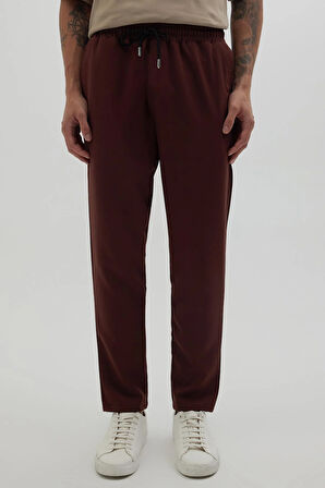Erkek Regular Fit Beli Lastikli Bağcıklı Jogger Kiremit Pantolon Rahat Kesim Yan Cepli