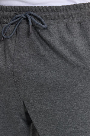 Erkek Regular Fit Klasik Kesim Beli Lastikli Bağcıklı Koyu Gri Jogger Pantolon
