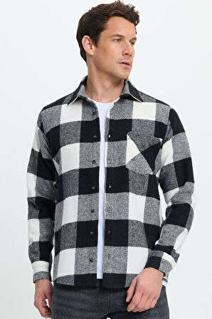 Erkek Regular Fit Klasik Kesim Kareli Cepli Oduncu Gömlek