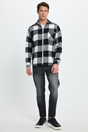 Erkek Regular Fit Klasik Kesim Kareli Cepli Oduncu Gömlek