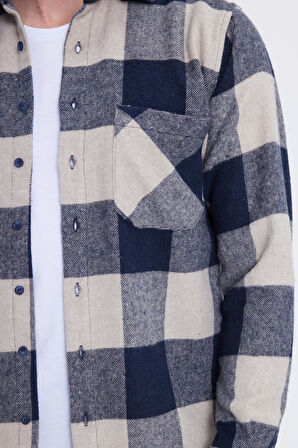 Erkek Regular Fit Klasik Kesim Kareli Cepli Oduncu Gömlek