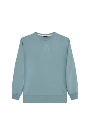 Unisex 3'lü Paket Sax Mavi-Taş-Okyanus Mavi Relax Fit %100 Pamuk 3 İplik Bisiklet Yaka Sweatshirt
