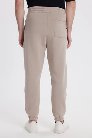 Unisex Relax Fit Rahat Kesim Şardonlu 3 Cepli Lastikli Jogger Paça Bej Eşofman Altı