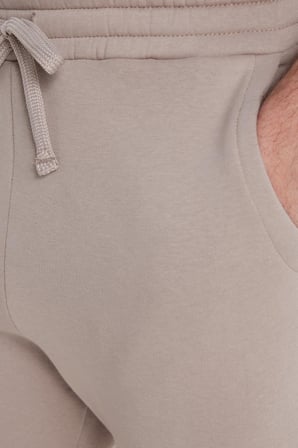 Unisex Relax Fit Rahat Kesim Şardonlu 3 Cepli Lastikli Jogger Paça Bej Eşofman Altı