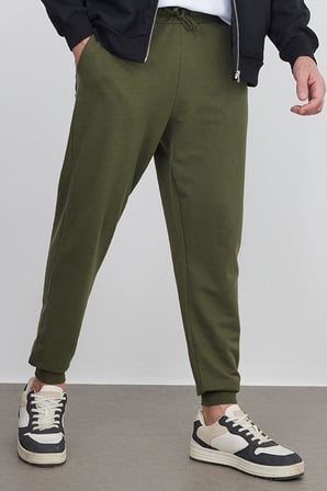 Erkek 3'lü Paket Siyah-Gri-Haki Regular Fit Beli Bağcıklı Jogger Cepli Lastikli Paça Eşofman Altı