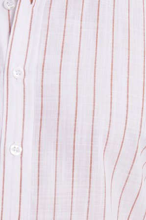 Erkek Slim Fit Dar Kesim Uzun Kollu %100 Pamuk Keten Doku Çizgili Gömlek