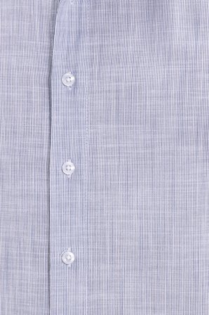 Erkek Slim Fit Dar Kesim %100 Pamuk Çizgili Uzun Kollu Keten Efektli Lacivert Gömlek