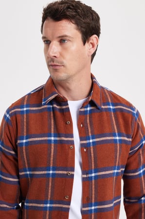 Erkek Slim Fit Dar Kesim Kareli Kışlık Oduncu Gömlek