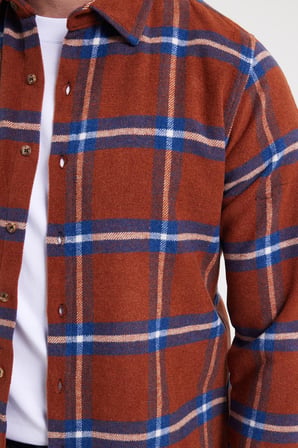 Erkek Slim Fit Dar Kesim Kareli Kışlık Oduncu Gömlek