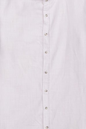 Erkek Slim Fit Dar Kesim Uzun Kollu %100 Pamuk Keten Doku Çizgili Hakim Yaka Gömlek