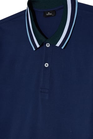 Erkek Slim Fit Dar Kesim %100 Pamuk Lacivert Polo Yaka Tişört