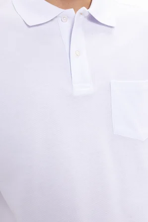 Erkek Regular Fit Klasik Kesim %100 Pamuk Düz Pike Beyaz Polo Yaka Tişört