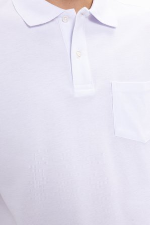 Erkek Regular Fit Klasik Kesim %100 Pamuk Düz Pike Beyaz Polo Yaka Tişört