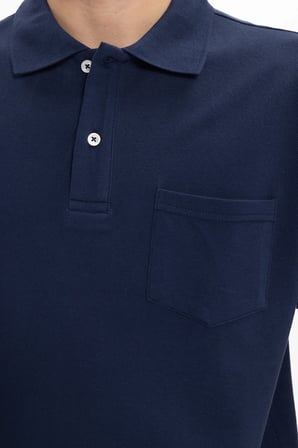 Erkek Regular Fit Klasik Kesim %100 Pamuk Düz Pike Lacivert Polo Yaka Tişört