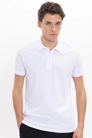 Erkek Slim Fit Dar Kesim Premium Seri %100 Pamuk Yumuşak Dokulu Merserize Beyaz Polo Yaka Tişört 