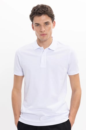 Erkek Slim Fit Dar Kesim Premium Seri %100 Pamuk Yumuşak Dokulu Merserize Beyaz Polo Yaka Tişört 