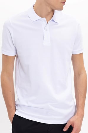 Erkek Slim Fit Dar Kesim Premium Seri %100 Pamuk Yumuşak Dokulu Merserize Beyaz Polo Yaka Tişört 