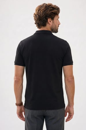 Erkek Slim Fit Dar Kesim Premium Seri %100 Pamuk Yumuşak Dokulu Merserize Siyah Polo Yaka Tişört