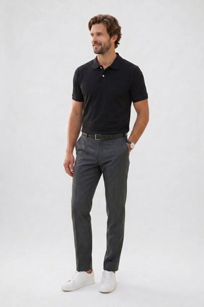 Erkek Slim Fit Dar Kesim Premium Seri %100 Pamuk Yumuşak Dokulu Merserize Siyah Polo Yaka Tişört