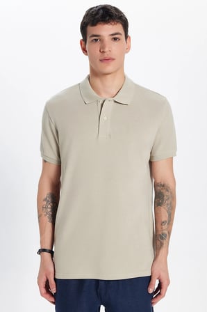 Erkek Slim Fit Dar Kesim Premium Seri %100 Pamuk Yumuşak Dokulu Merserize Krem Polo Yaka Tişört 