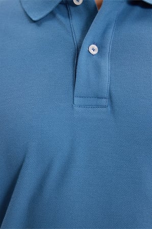 Erkek Slim Fit Dar Kesim Premium Seri %100 Pamuk Yumuşak Dokulu Merserize İndigo Polo Yaka Tişört 