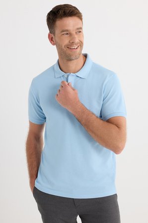 Erkek Slim Fit Dar Kesim Premium Seri %100 Pamuk Yumuşak Dokulu Merserize Mavi Polo Yaka Tişört 