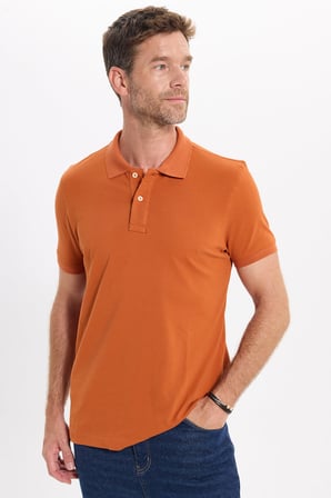 Erkek Slim Fit Dar Kesim Premium Seri %100 Pamuk Yumuşak Dokulu Merserize Hardal Polo Yaka Tişört