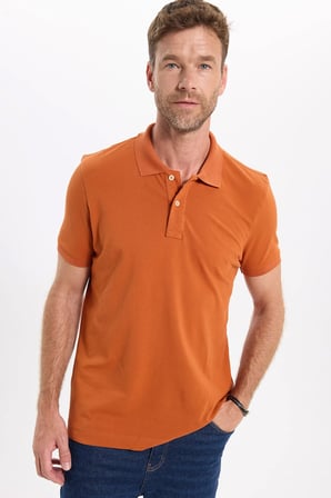 Erkek Slim Fit Dar Kesim Premium Seri %100 Pamuk Yumuşak Dokulu Merserize Hardal Polo Yaka Tişört