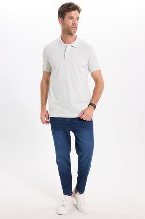 Erkek Slim Fit Dar Kesim Premium Seri %100 Pamuk Yumuşak Dokulu Merserize Bej Polo Yaka Tişört
