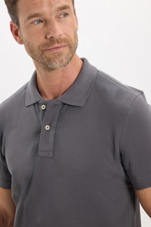 Erkek Slim Fit Dar Kesim Premium Seri %100 Pamuk Yumuşak Dokulu Merserize Gri Polo Yaka Tişört