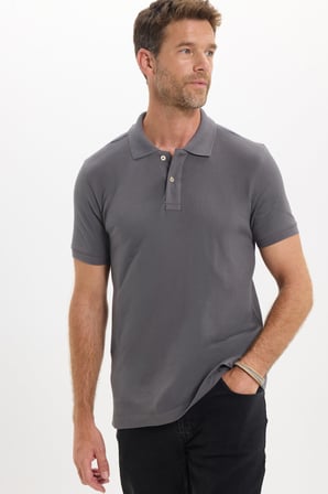 Erkek Slim Fit Dar Kesim Premium Seri %100 Pamuk Yumuşak Dokulu Merserize Gri Polo Yaka Tişört