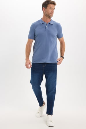 Erkek Slim Fit Dar Kesim Premium Seri %100 Pamuk Yumuşak Dokulu Merserize Lacivert Polo Yaka Tişört