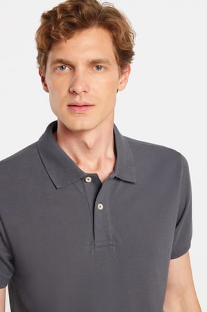 Erkek Slim Fit Dar Kesim Premium Seri %100 Pamuk Yumuşak Dokulu Merserize Gri Polo Yaka Tişört 