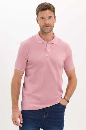 Erkek Slim Fit Dar Kesim Premium Seri %100 Pamuk Yumuşak Dokulu Merserize Pembe Polo Yaka Tişört