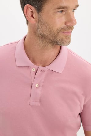 Erkek Slim Fit Dar Kesim Premium Seri %100 Pamuk Yumuşak Dokulu Merserize Pembe Polo Yaka Tişört