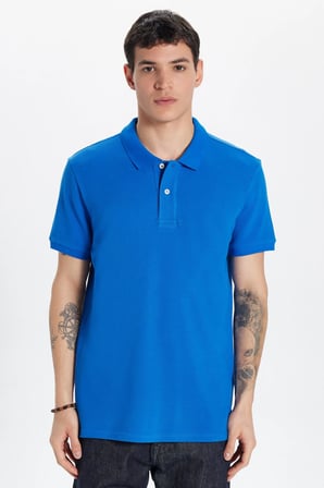 Erkek Slim Fit Dar Kesim Premium Seri %100 Pamuk Yumuşak Dokulu Merserize Lacivert Polo Yaka Tişört 