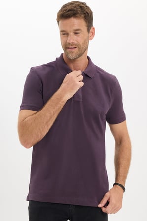 Erkek Slim Fit Dar Kesim Premium Seri %100 Pamuk Yumuşak Dokulu Merserize Mor Polo Yaka Tişört
