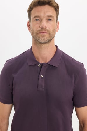 Erkek Slim Fit Dar Kesim Premium Seri %100 Pamuk Yumuşak Dokulu Merserize Mor Polo Yaka Tişört
