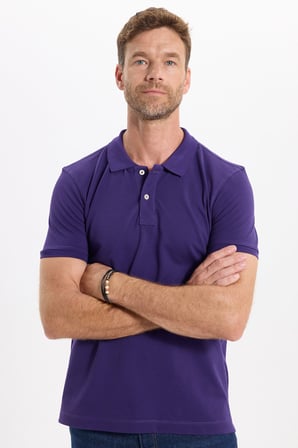 Erkek Slim Fit Dar Kesim Premium Seri %100 Pamuk Yumuşak Dokulu Merserize Mor Polo Yaka Tişört