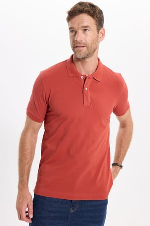Erkek Slim Fit Dar Kesim Premium Seri %100 Pamuk Yumuşak Dokulu Merserize Kiremit Polo Yaka Tişört