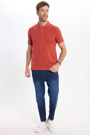 Erkek Slim Fit Dar Kesim Premium Seri %100 Pamuk Yumuşak Dokulu Merserize Kiremit Polo Yaka Tişört