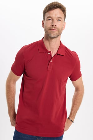 Erkek Slim Fit Dar Kesim Premium Seri %100 Pamuk Yumuşak Dokulu Merserize Bordo Polo Yaka Tişört
