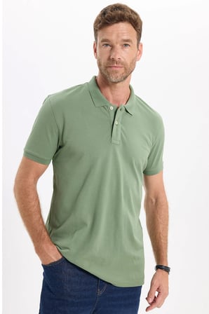 Erkek Slim Fit Dar Kesim Premium Seri %100 Pamuk Yumuşak Dokulu Merserize Yeşil Polo Yaka Tişört
