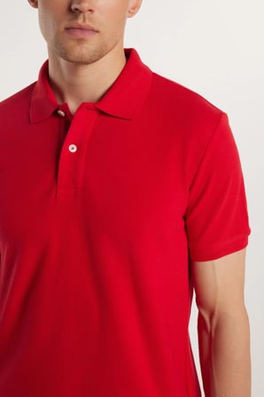 Erkek Slim Fit Dar Kesim Premium Seri %100 Pamuk Yumuşak Dokulu Merserize Kırmızı Polo Yaka Tişört 