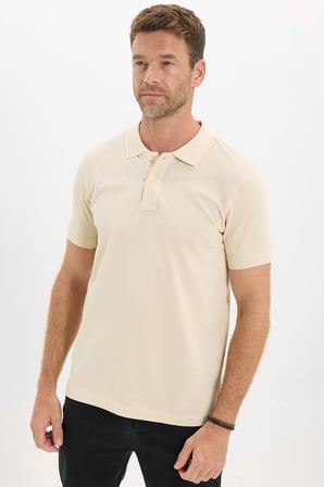 Erkek Slim Fit Dar Kesim Premium Seri %100 Pamuk Yumuşak Dokulu Merserize Bej Polo Yaka Tişört