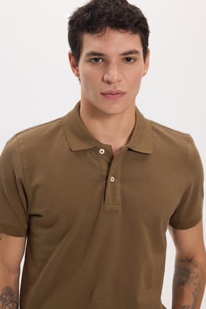 Erkek Slim Fit Dar Kesim Premium Seri %100 Pamuk Yumuşak Dokulu Merserize Kahverengi Polo Yaka Tişört