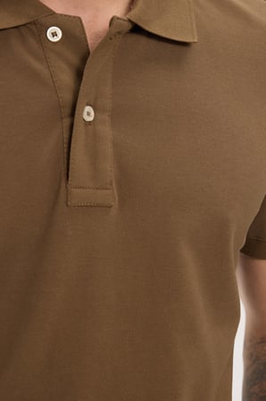 Erkek Slim Fit Dar Kesim Premium Seri %100 Pamuk Yumuşak Dokulu Merserize Kahverengi Polo Yaka Tişört