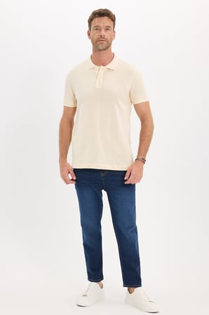 Erkek Slim Fit Dar Kesim Premium Seri %100 Pamuk Yumuşak Dokulu Merserize Bej Polo Yaka Tişört