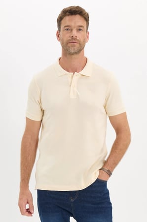 Erkek Slim Fit Dar Kesim Premium Seri %100 Pamuk Yumuşak Dokulu Merserize Bej Polo Yaka Tişört